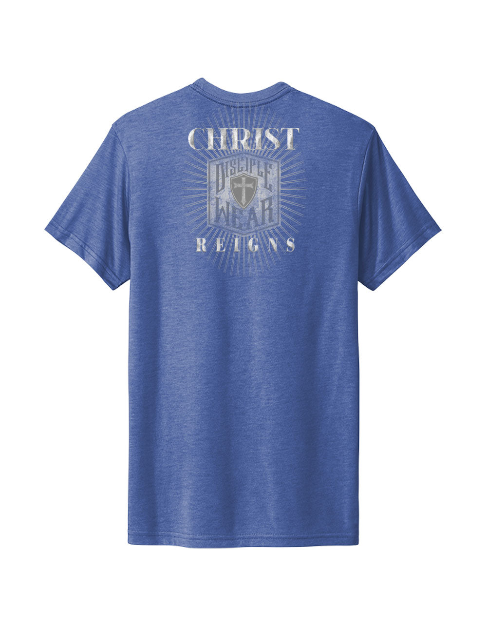 CHRIST REIGNS EAGLE CREST Mens Christian T Shirt back blue