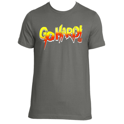 GO HARD Mens Christian T Shirt Front Grey